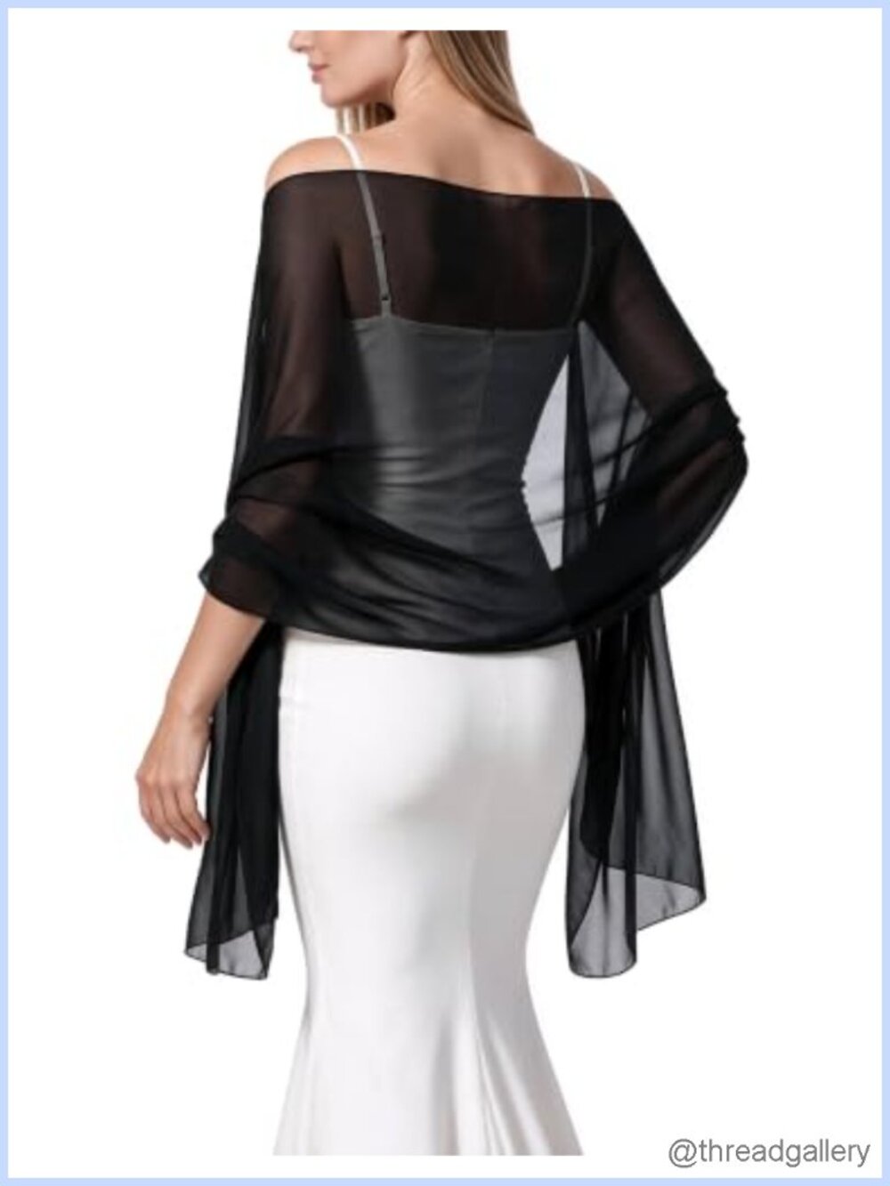 Sheer Chiffon Shawl Wrap for Evening Dresses Wedding Formal Cover Up